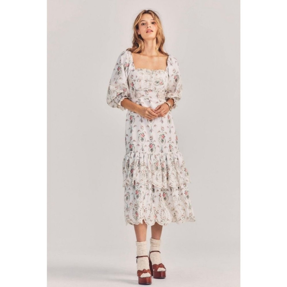 Loveshackfancy Cottage Floral Toulon Eyelet Dress NWT Sz 6 in Vanilla Ki…
